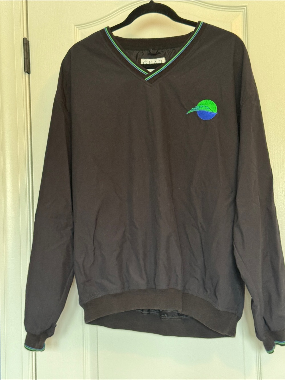 Gear For Sports Black Windbreaker with Green & Blue Logo